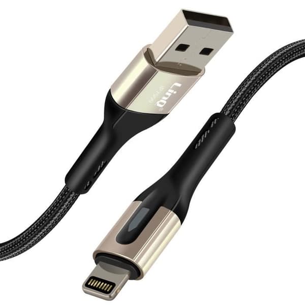 USB till Lightning-kabel - LINQ - 1,2m - 3A snabbladdning - Flätad nylon - Svart