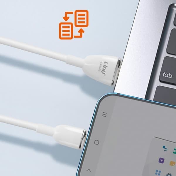 USB till Micro-USB-kabel - LinQ - Snabbladdning 3A - Längd 1.2m - Vit - Datasynkronisering
