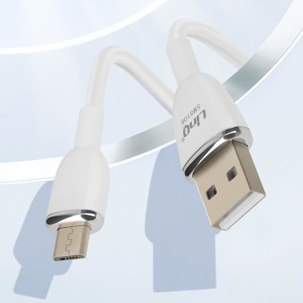 USB till Micro-USB-kabel - LinQ - Snabbladdning 3A - Längd 1.2m - Vit - Datasynkronisering
