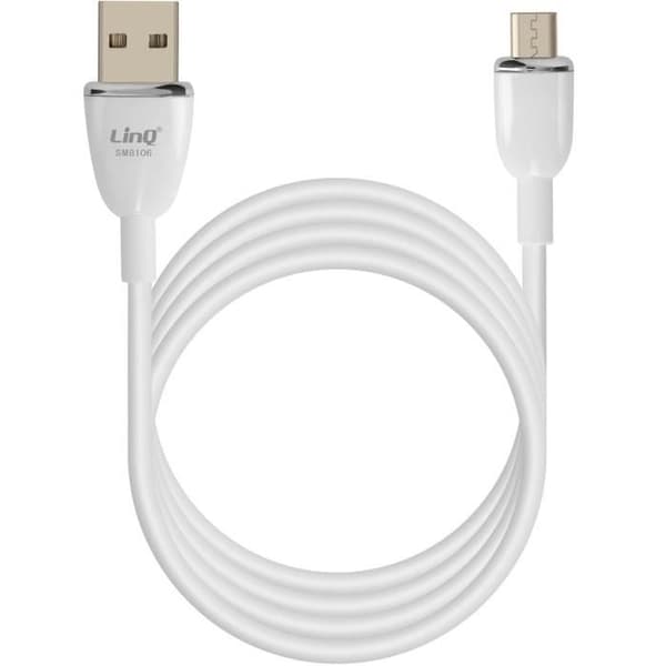 USB till Micro-USB-kabel - LinQ - Snabbladdning 3A - Längd 1.2m - Vit - Datasynkronisering