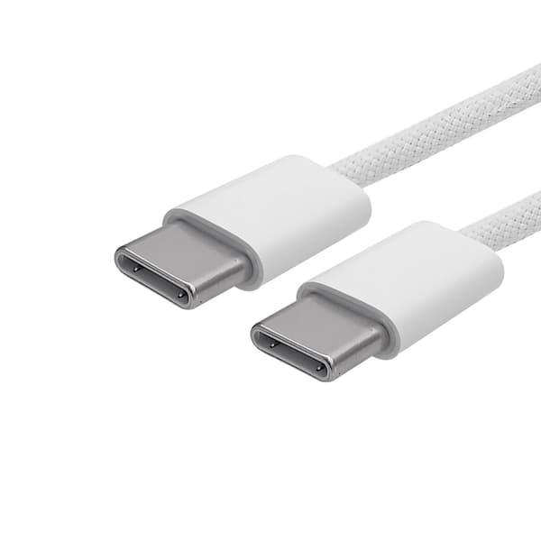 Snabbladdningskabel USB-C till USB-C Nylonflätad Vit 1M