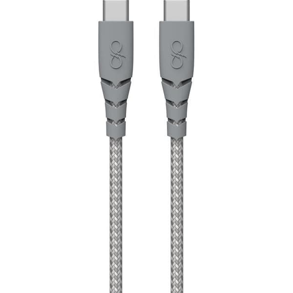 Ultraförstärkt USB C/USB C-kabel 2m 3A Livstidsgaranti Grå - 100 % återvunnen plast Force Power