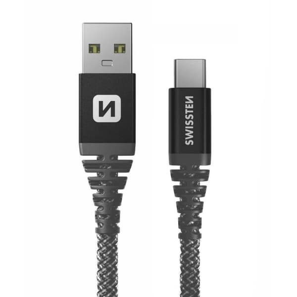 USB C-kabel - SWISSTEN - 1,5 m - 60W snabbladdning - Aramidfiber - Anti-trassel