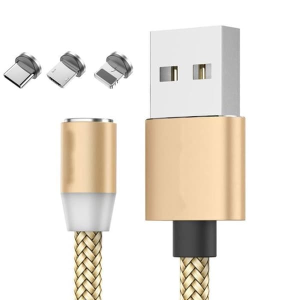 Android typ C rund magnetisk laddarkabel - iOS - Micro USB Android 3in1 1M 2.4A 8