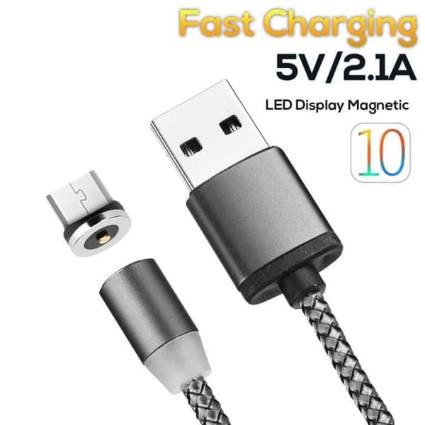 LED Magnetisk Snabbladdare Magnet Nylonflätad Kabel För Android För Samsung bv585