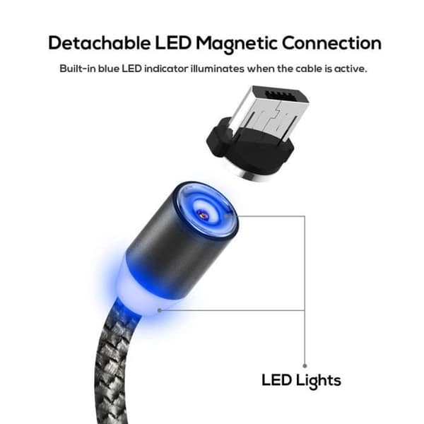 2A Magnetisk Typ C &amp; Micro USB Laddare Strömadapter för Android bv840