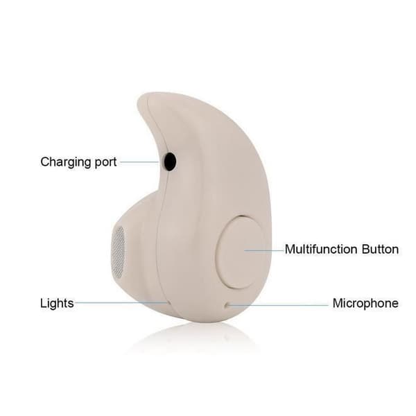 2016 Mini Bluetooth Headset Stereo Inbyggd Mic Trådlöst In-Ear hörlurar Headset (Vit (för vänster öra))