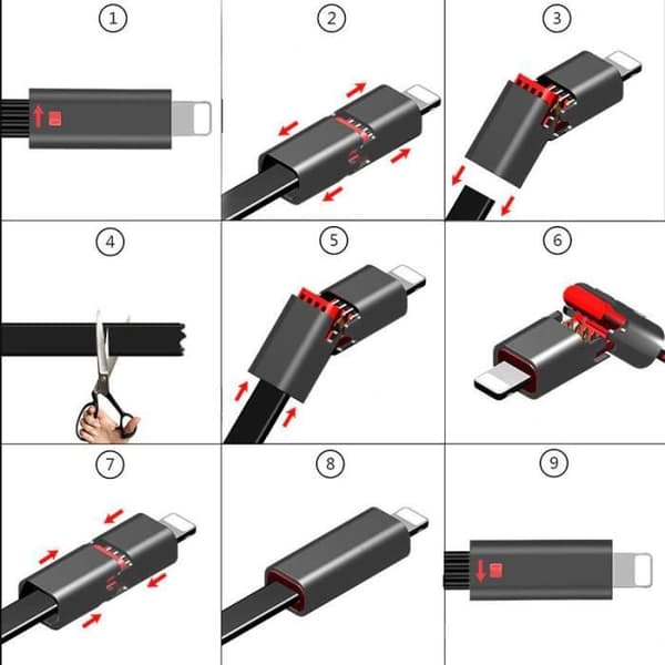 SHOP-STORY - MAGIC KABEL - Quick Repair USB-kabel till Apple Iphone - Svart