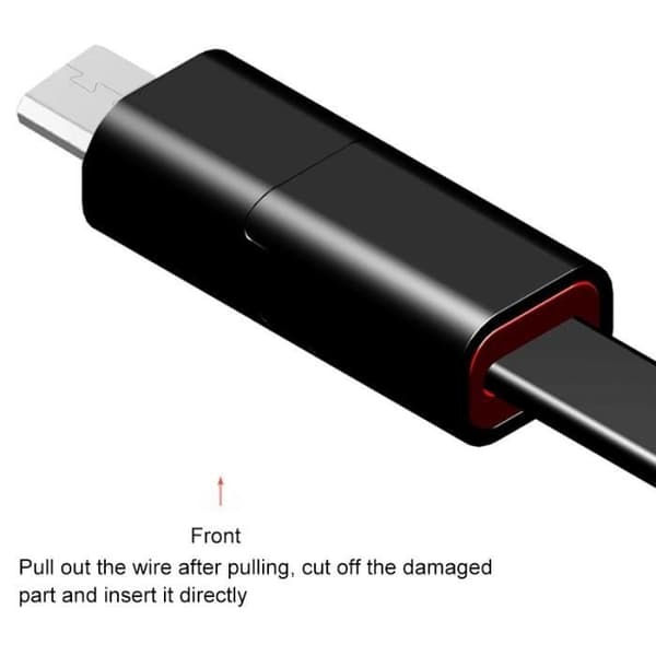 Reparerbar USB till Micro USB Laddnings- och synkroniseringsdatakabel, för Galaxy, Google, LG, Sony, Huawei, Xiaomi, - Svart
