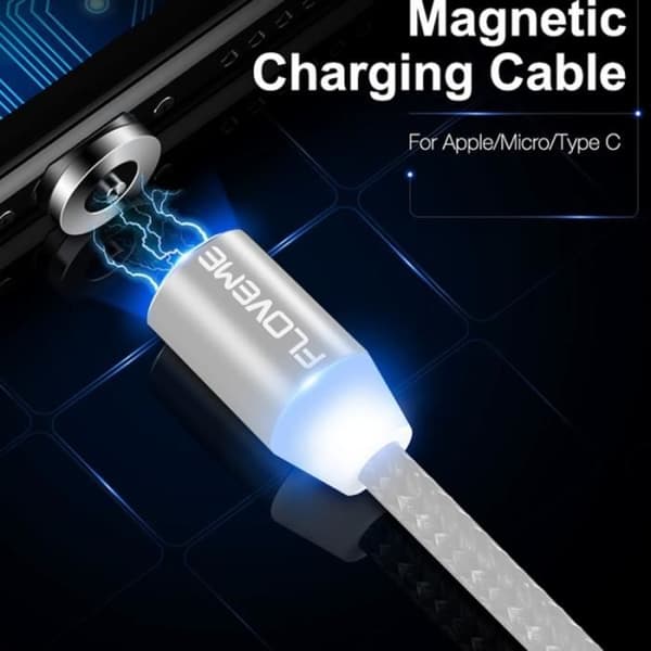Magnetisk kabel för 1m laddning Nylon Ip8f5092 Micro Usb Ersättningshuvud, - 179617 Svart