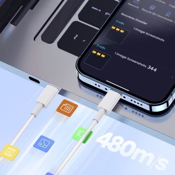 USB C till USB C-kabel Snabbladdningsdataöverföring 1m Vit