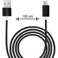 Miniatyrbild 1 av 4: Micro USB-kabel för Samsung Galaxy A10 Nylonflätad USB-kabel 1,3 meter snabb synk-laddning-dataöverföringskabel - SVART