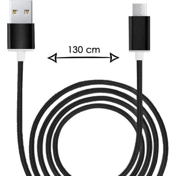 Micro USB-kabel för Samsung Galaxy A10 Nylonflätad USB-kabel 1,3 meter snabb synk-laddning-dataöverföringskabel - SVART