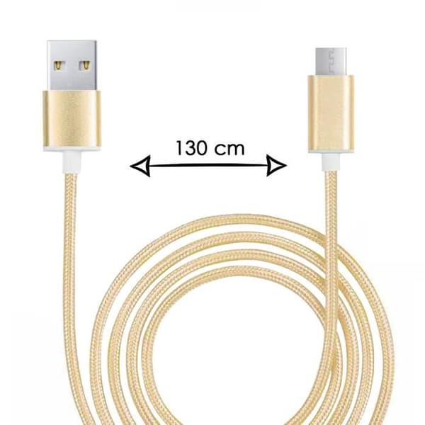Micro USB-kabel till HTC Wildfire E1 Nylonflätad USB-kabel 1,3 meter snabbladdning-synkronisering-dataöverföringskabel - ELLER GULD