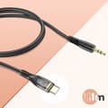 Miniatyrbild 4 av 4: USB C till 3,5 mm uttag Ljudkabel Nylonflätad 1m XO Svart