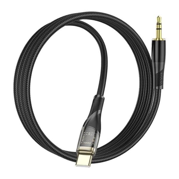 USB C till 3,5 mm uttag Ljudkabel Nylonflätad 1m XO Svart