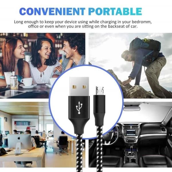 USB Typ C-kabel [paket med 3/3,5 M] Nylon snabbladdningsladdare för Samsung S9/S9plus/S8/A7 A5 A3 2017, Huawei P30/P20/P20 li