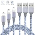 Miniatyrbild 1 av 4: 3-pack 2 m telefonkabel Nylonflätad aluminiumkontakt kompatibel med iPhone XS/XR/X/8/8 Plus/7/7 Plus/6S/6S - Vit
