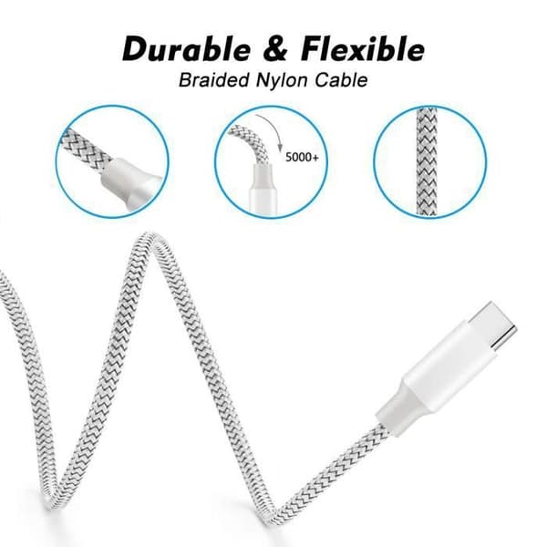 USB Typ C-kabel [5-pack 1/1/2/2/3m] Nylon snabbladdningsladdare för Samsung S9/S9plus/S8/A7 A5 A3 2017, Huawei P30/P20