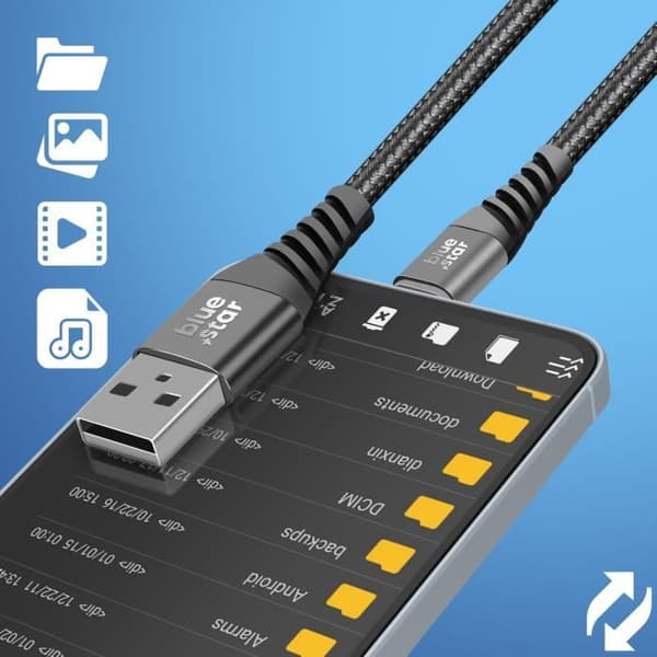 USB till mikro-USB-kabel 2A Laddningssynkronisering Nylonflätad 1,2 m Blå Stjärna Svart
