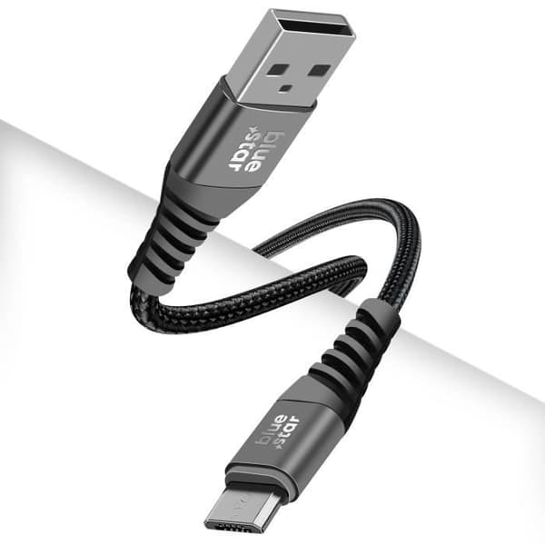 USB till mikro-USB-kabel 2A Laddningssynkronisering Nylonflätad 1,2 m Blå Stjärna Svart