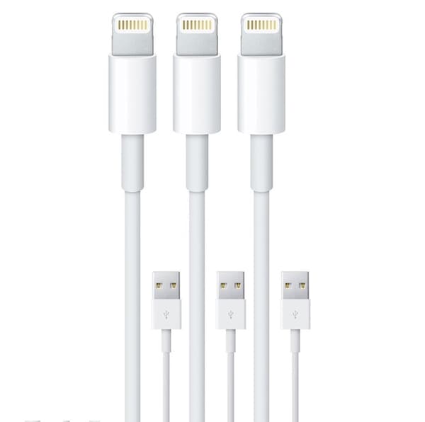 3-pack -2 meter Lightningkablar iPhone 15/14/13/12/11/ Xs/Max/X/8/7/6/5SE