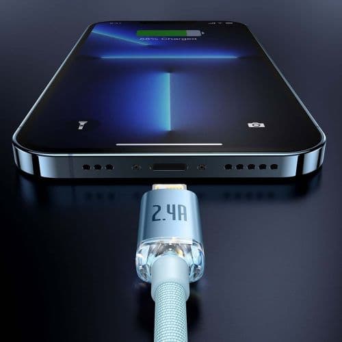Kabel USB do iP Baseus Crystal Shine, 2.4A, 2m (niebieski)