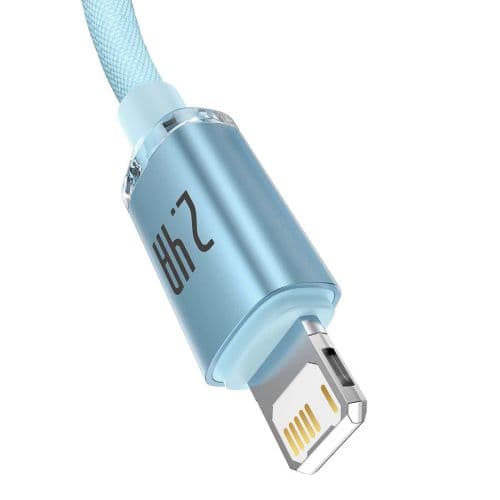 Kabel USB do iP Baseus Crystal Shine, 2.4A, 2m (niebieski)