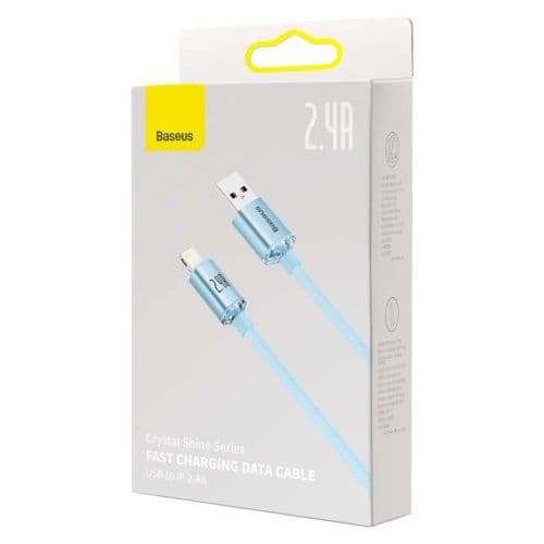Kabel USB do iP Baseus Crystal Shine, 2.4A, 2m (niebieski)