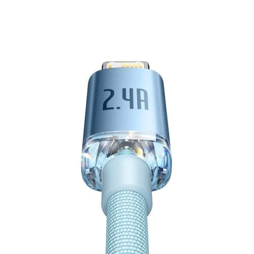 Kabel USB do iP Baseus Crystal Shine, 2.4A, 2m (niebieski)