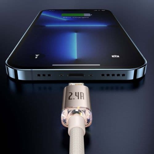 Kabel USB do iP Baseus Crystal Shine, 2.4A, 2m (różowy)