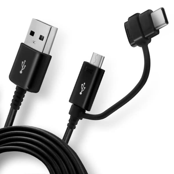 Micro-USB / USB typ-C till USB 2 i 1 kabel 1,5m Original Samsung - Svart