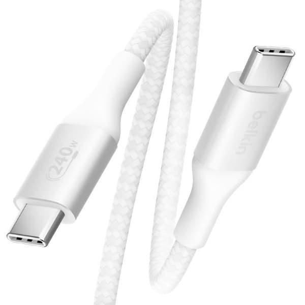 USB C-kabel - BELKIN - BoostCharge - 240W - Flätad Nylon - 1m - Ultra-snabb laddning