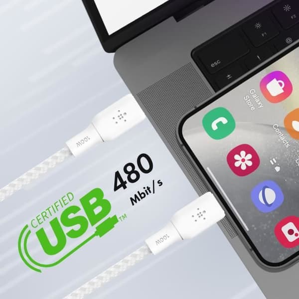 USB-C-kabel - BELKIN - BoostCharge - 100W - Flätad Nylon - 3 meter