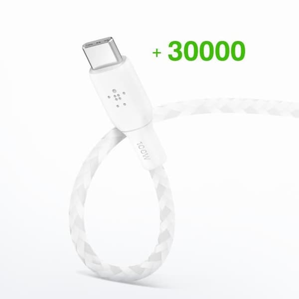 USB-C-kabel - BELKIN - BoostCharge - 100W - Flätad Nylon - 3 meter
