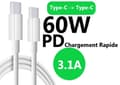 Miniatyrbild 3 av 5: 60W USB C till USB C-kabel - 1 meter för Sony Xperia 1 VI, 3.1A PD snabbladdningskabel