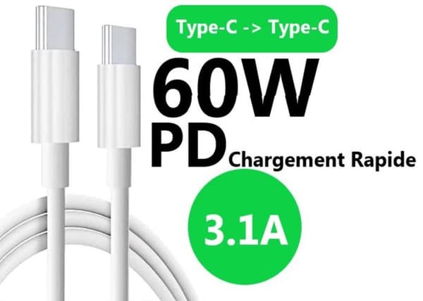 60 W USB C till USB C-kabel - 1 meter för Honor Play 50, 3.1A PD snabbladdningskabel
