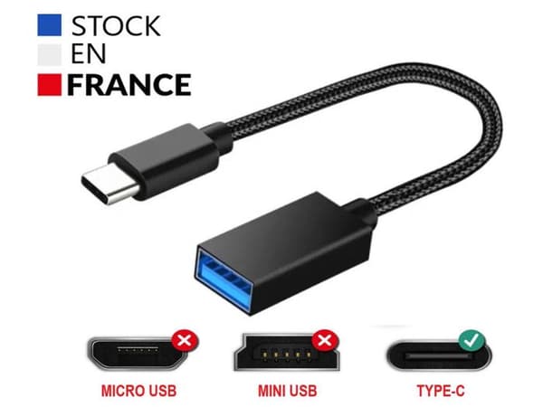USB-C till USB-A OTG-adapterkabel för Realme Narzo N65 5G - USB C hane till USB A hona nylonflätad aluminium