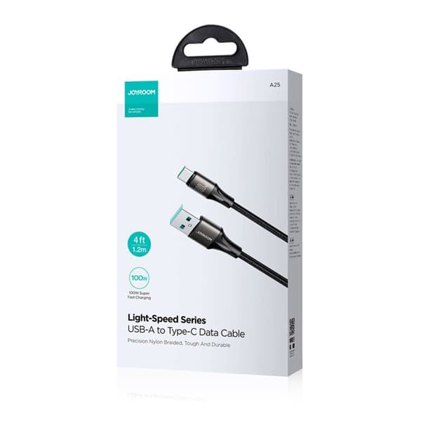 USB till Type-C-kabel, snabbladdning, 100W, 480Mbps, 1,2m - JoyRoom - Svart