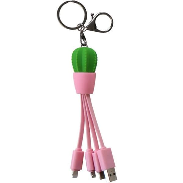 3 in 1 USB A/micro USB & USB C & Lightning-kabel 0,15 m Cactus Yello Koko