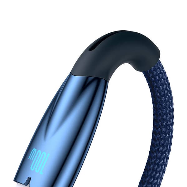 CABLU alimentare si date Baseus Glimmer, Fast Charging Data Cable pt. smartphone, USB la USB Type-C 100W, 2m, albastru "CADH000503" (timbru verde 0.08