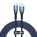 Miniatyrbillede 1 af 5: CABLU alimentare si date Baseus Glimmer, Fast Charging Data Cable pt. smartphone, USB la USB Type-C 100W, 2m, albastru "CADH000503" (timbru verde 0.08