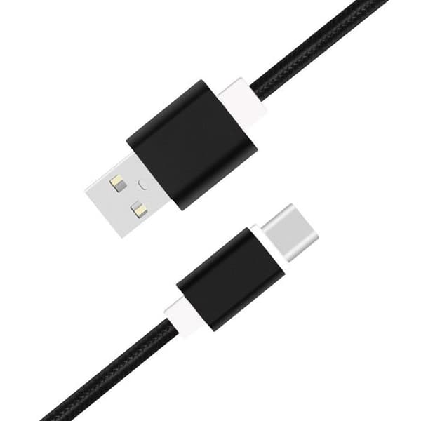 USB-C-kabel kompatibel med Realme C61 Global nylonflätad USB-kabel 1 meter snabbladdning/synkroniseringskabel-dataöverföring - SVART
