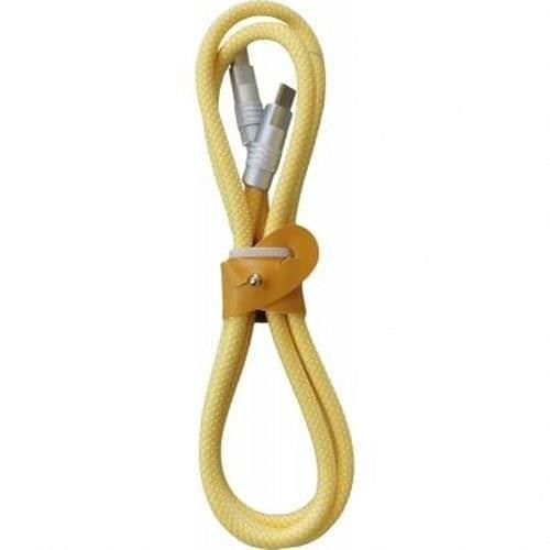 Förstärkt USB C / USB C-kabel Biggy Model 1m vändbar kontakt YELLO KOKO Gul