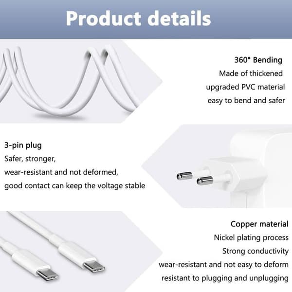 109W USB C-laddare för Mac Book Pro, kompatibel med Mac Book Air 13 tum, Mac Book Pro 13, 14, 15, 16 tum, iPad Pro 10.9, 11