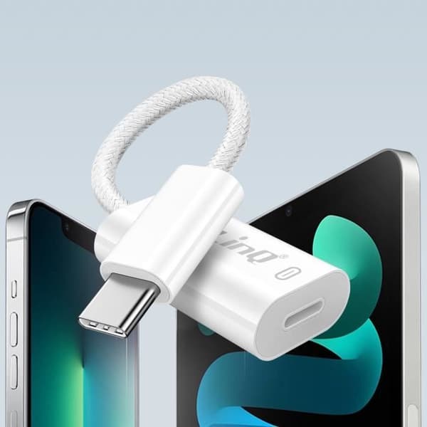 USB C till Lightning Adapter Snabbladdning Effekt 60W Leverans LinQ Vit