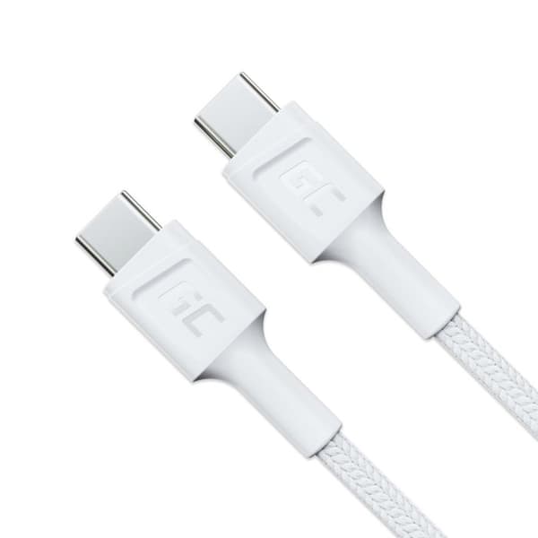 Green Cell PowerStream - USB-C - USB-C-kabel 200 cm Strömförsörjning 60W, QC 3.0 (vit)