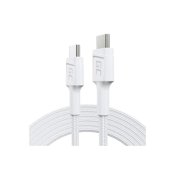 Green Cell PowerStream - USB-C - USB-C-kabel 200 cm Strömförsörjning 60W, QC 3.0 (vit)