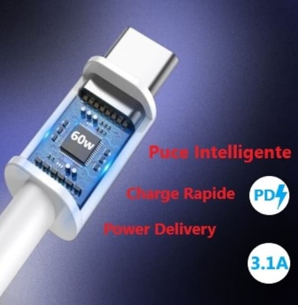 1M USB C 60W/3.1A PD till USB C-kabel kompatibel Honor X7c Ultra Fast synkroniserings- och överföringssladd