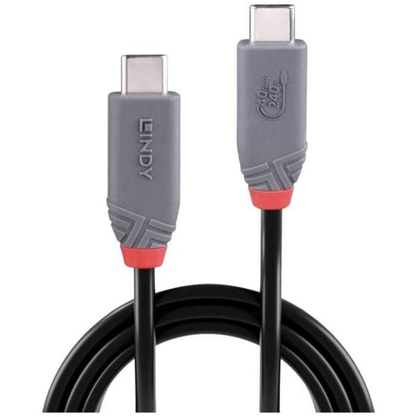 LINDY USB-C-kabel USB4™ USB-C® hane 0,80 m svart 36956